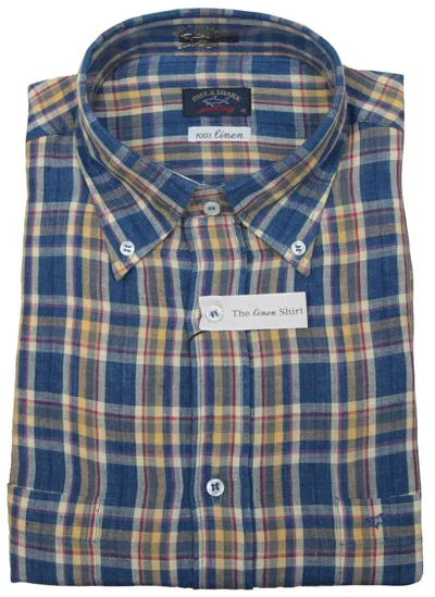 Pre-owned Paul & Shark Yachting Golf Men's Dress Shirt Long Sleeve 42 16.5" 100% Linen In Multicolor