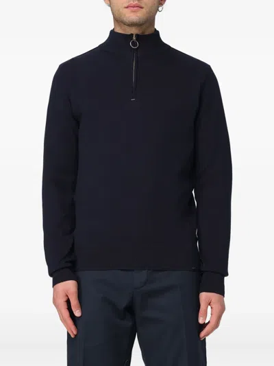 Paul & Shark Zip-detail Cotton Sweater In Blue