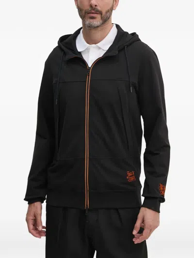 Paul & Shark Zip-fastening Drawstring Hoodie In Black