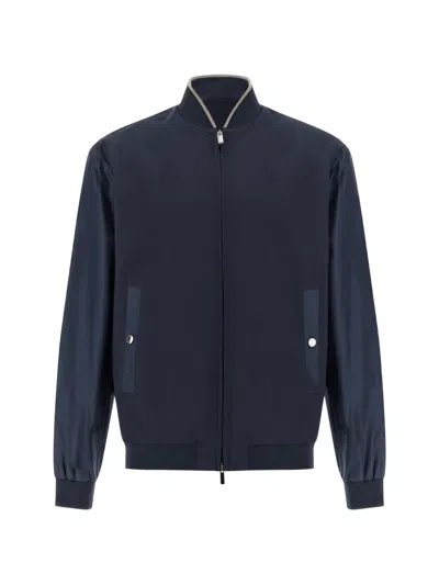 Paul & Shark Zip-up Bomber Jacket In Blue