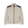 Paul & Shark Zip-up Cardigan In Wool And Cashmere With Suede Details In Neutral