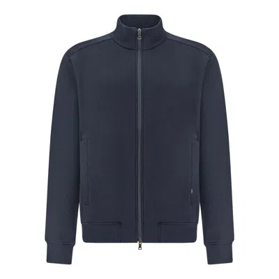 Paul & Shark Zip Up Cotton Sweatshirt In Active Fleece In Blue