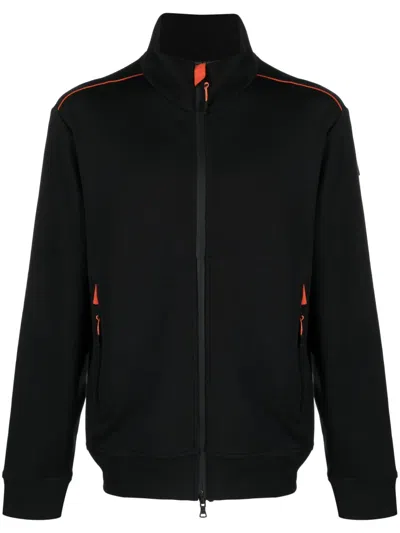 Paul & Shark Zip-up High-neck Sweatshirt In Black