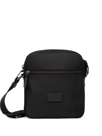 Paul & Shark Zip-up Messenger Bag In Black