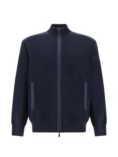 Paul & Shark Zip-up Sweater In Blue