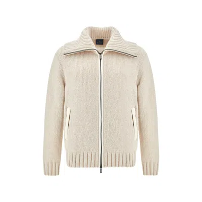 Paul & Shark Zip-up Sweater In Wool In Neutral