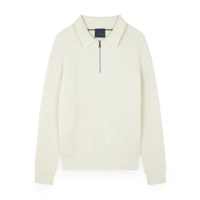 Paul & Shark Zipped Re-wool Polo Shirt In White