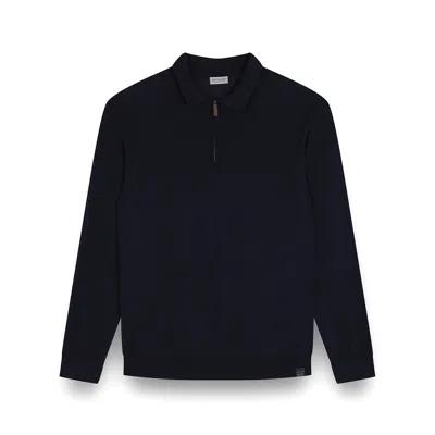 Paul & Shark Zipped Wool Cashmere Polo Shirt In Blue