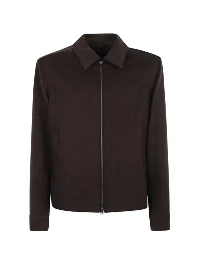 Paul & Shark Zip-up Collared Jacket In Brown