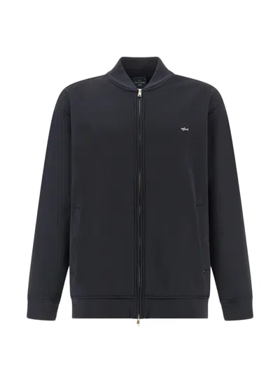 Paul & Shark Zip-up Fleece Bomber Jacket In Black