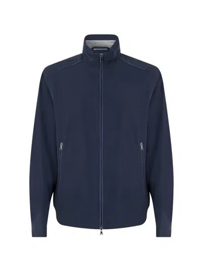 Paul & Shark Zip-up High-neck Jacket In Blue