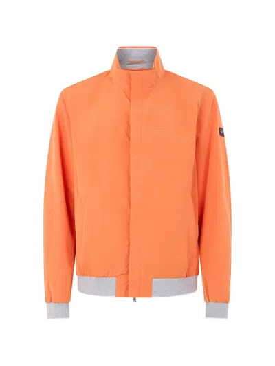 Paul & Shark Zip-up High-neck Jacket In Orange