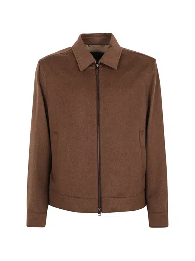 Paul & Shark Zip-up Shirt Jacket In Brown