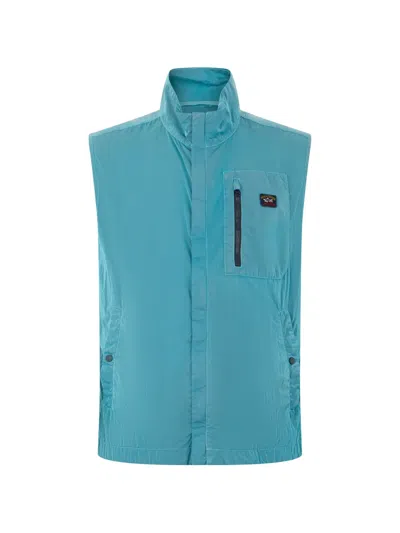 Paul & Shark Zip-up Sleeveless Jacket In Blue