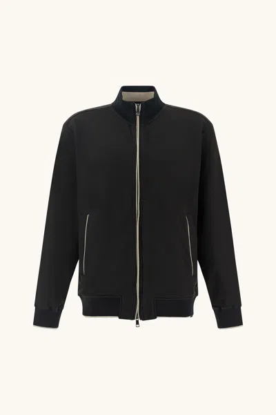Paul & Shark Zip-up Fleece Sweatshirt In Black