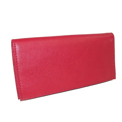 Paul & Taylor Leather Checkbook Cover Wallet In Pink