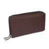 Paul & Taylor Leather Double Zippered Checkbook Cover Wallet In Brown