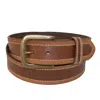 Paul & Taylor Mens Big & Tall Two Tone Bridle Belt With Removable Buckle In Brown