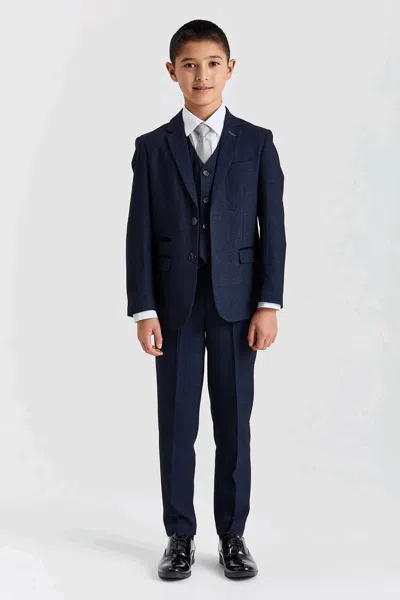 Paul Andrew Kids' 3 Piece Prince Of Wales Checked Suit In Blue