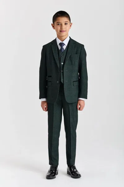 Paul Andrew Kids' 3 Piece Prince Of Wales Checked Suit In Green