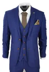 Paul Andrew Alex Blue Brown Check Wedding 3 Piece Suit In Blue