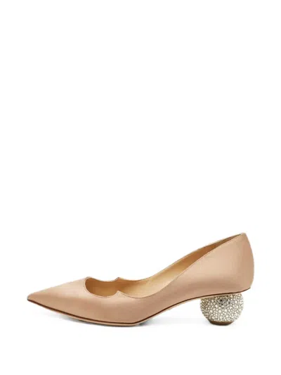 Pre-owned Paul Andrew Ankara Crystal-embellished Pumps In Neutrals