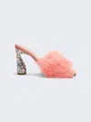 Paul Andrew Arc Fluffy Jeweled Mules In Multi