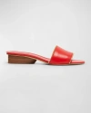 Paul Andrew Arc Leather Zip Slide Sandals In Tomato