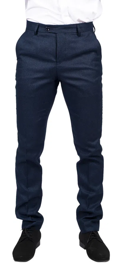 Paul Andrew Arthur Birdseye Wedding Formal Trousers In Blue