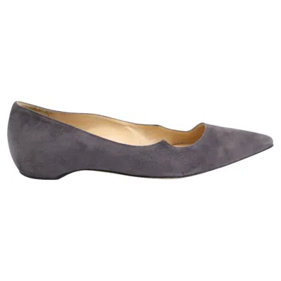 Pre-owned Paul Andrew Ballet Flats In Grey Suede In Gray