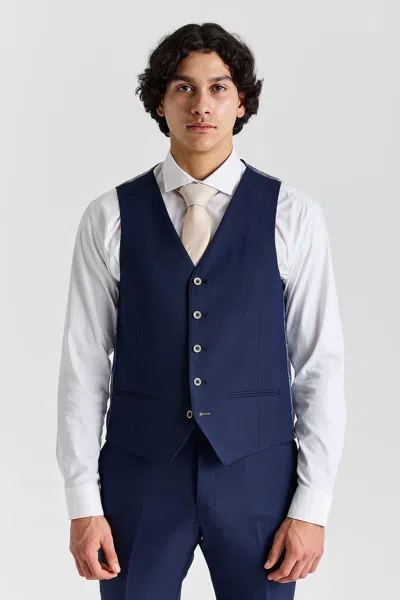 Paul Andrew Belmont Waistcoat Tailored Fit Summer Vest In Blue