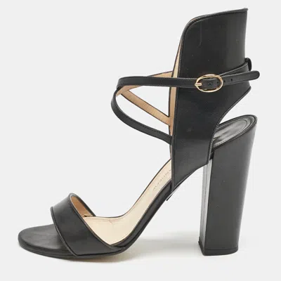 Paul Andrew Black Leather Lexington 105 Ankle Strap Sandals