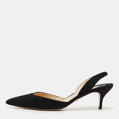 Pre-owned Paul Andrew Black Suede Slingback Pumps Size 40