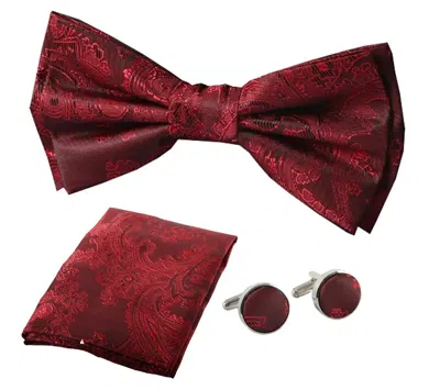 Paul Andrew Bow Tie Pocket Square Cuff Links Gift Set In Pink