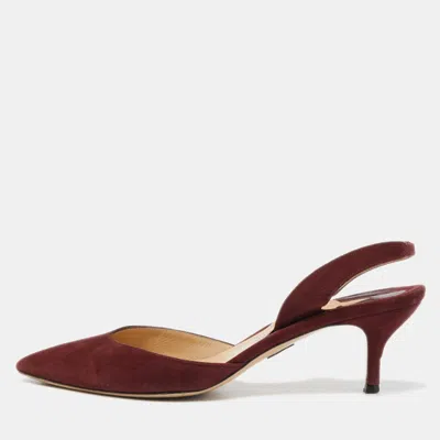 Paul Andrew Burgundy Suede Rhea Slingback Pumps