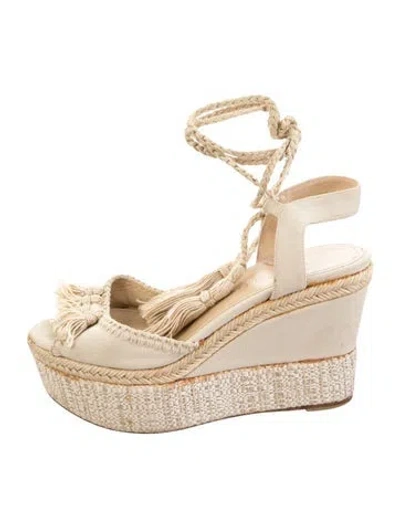 Pre-owned Paul Andrew Canvas Tassel Accents Espadrilles In Neutrals