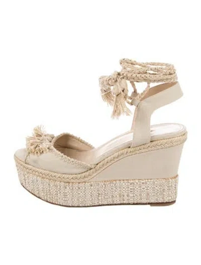 Pre-owned Paul Andrew Canvas Tassel Accents Pumps In Neutral