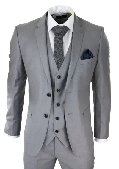 Paul Andrew Charles 3 Piece Plain Suit In Grey