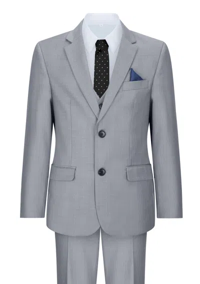 Paul Andrew Kids' Charles 3 Piece Wedding Suit Formal Elegant In Gray