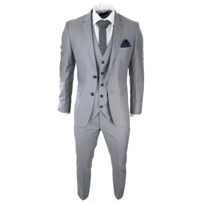 Pre-owned Paul Andrew Charles Men's Light Grey 3 Piece Grooms Suit