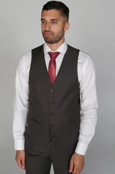Paul Andrew Charles Plain Charcoal Summer Waistcoat In Brown