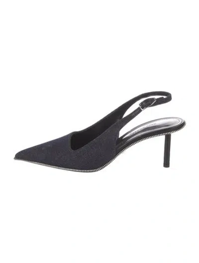 Pre-owned Paul Andrew Denim Printed Slingback Pumps In Blue