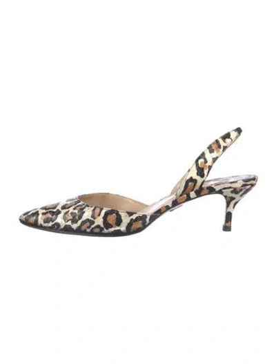 Pre-owned Paul Andrew Embossed Leather Animal Print Slingback Pumps In Neutrals