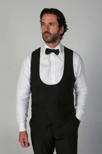 Paul Andrew Ford Double Breasted Waistcoat In Black