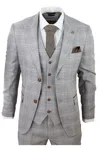 Paul Andrew Francis Grey 3 Piece Suit Tan Brown Check In Grey