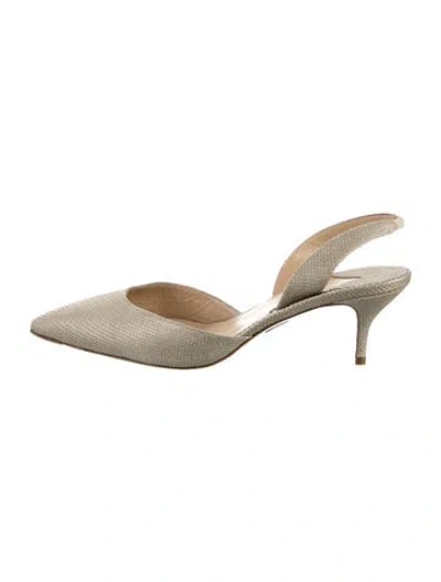 Pre-owned Paul Andrew Glitter Slingback Pumps In Gold