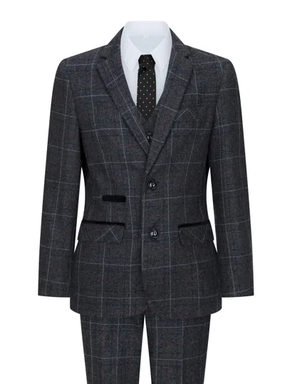 Paul Andrew Kids' Harvey 3 Piece Tweed Suit Herringbone In Animal Print