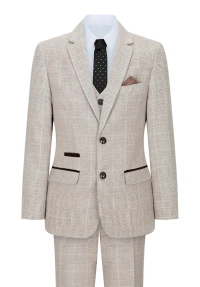 Paul Andrew Kids' Holland Check Tweed 3 Piece Suit In Neutral
