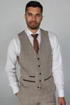 Paul Andrew Holland Tweed Check Waistcoat In Beige