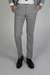 Paul Andrew Hugo Check Formal Trousers In Grey